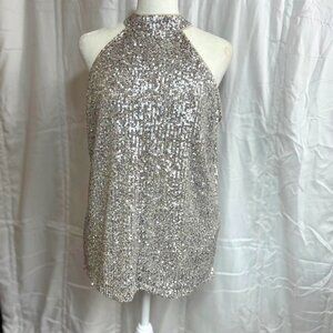 NWT Cable & Gauge Sequin Halter Top in Champagne - Size M